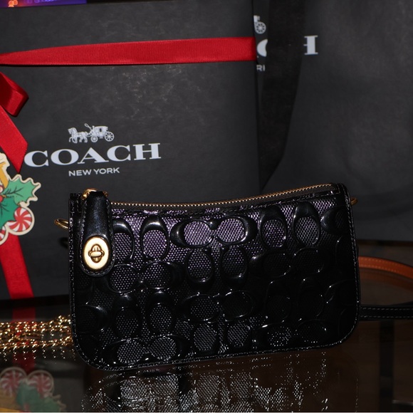 Coach Penn B4/ Black Shoulder Bag Signature Patent Leather CM552 - Picture 10 of 14